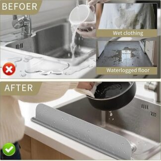 Silicone Sink Splash Guard with Suction Cups | Flexible Water Stopper for Kitchen & Bathroom Sinks | Prevents Splashes & Spills (Random Color)