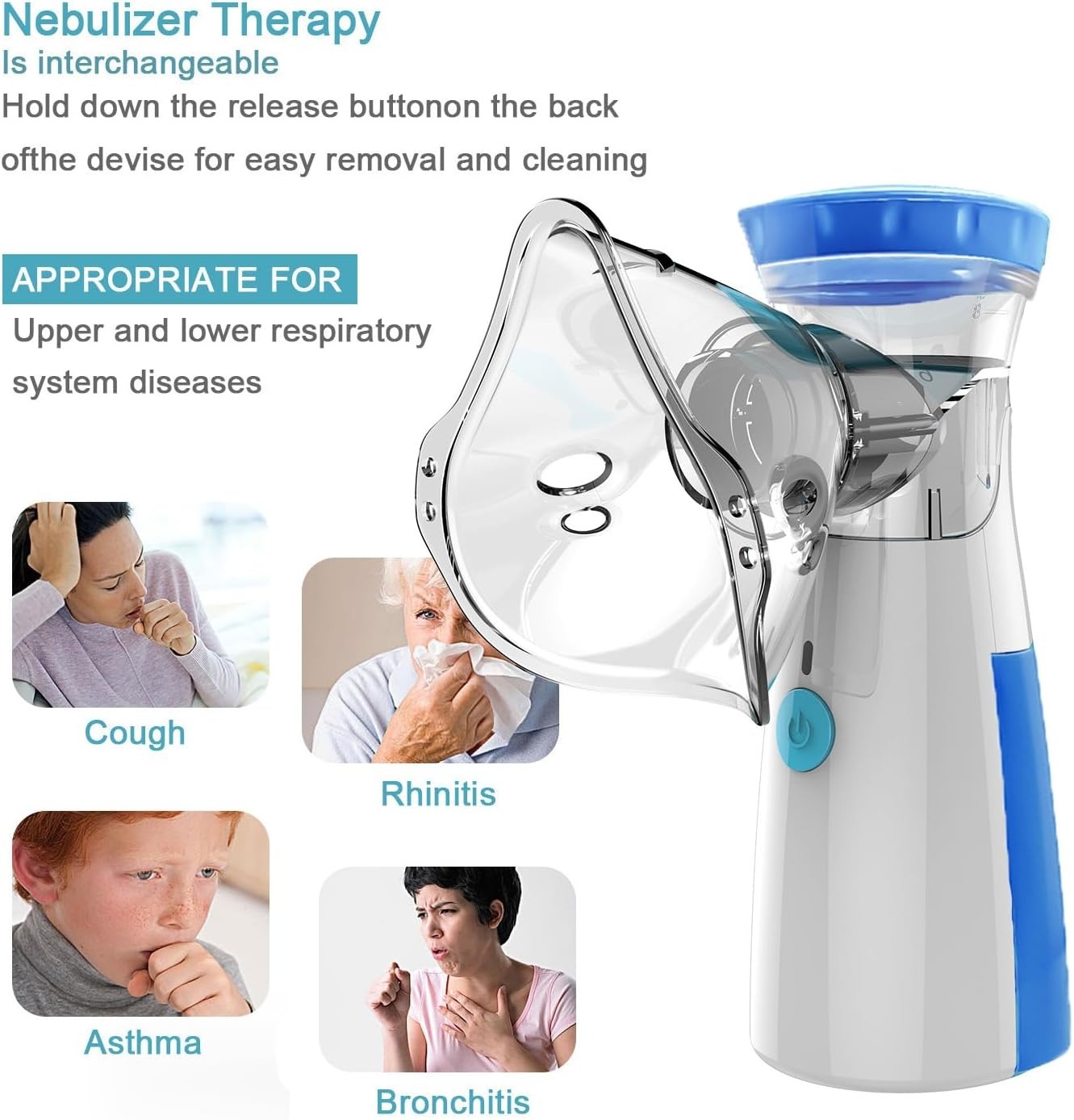 Portable Mesh Nebulizer Quiet Low Power Cell Operated Personal Respiratory Inhaler Providing Reliable Support - Image 3