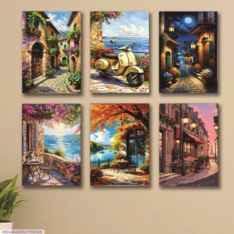 Set of 6 Wall Art Wooden Phototile Frames for Wall Decor