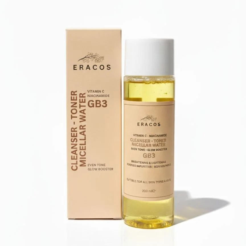 Eracos GB3 Cleanser Toner Micellar Water Gentle Formula Removes Makeup Clears Impurities Refreshes Skin Provides Smooth And Healthy Look For Daily Use - 200ml - Image 2