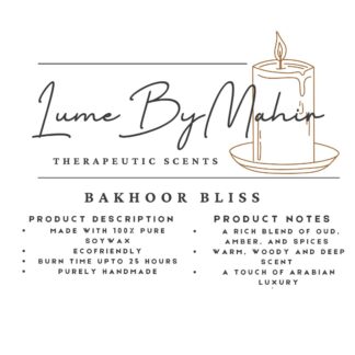Bakhoor Bliss A Touch of Arabian Luxury – Handmade Oud & Amber Soy Wax Candle - 100 gram