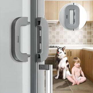 Child Safety Refrigerator Lock – Self Adhesive Fridge And Freezer Door Lock With Double Safety Button And Easy One Hand Operation