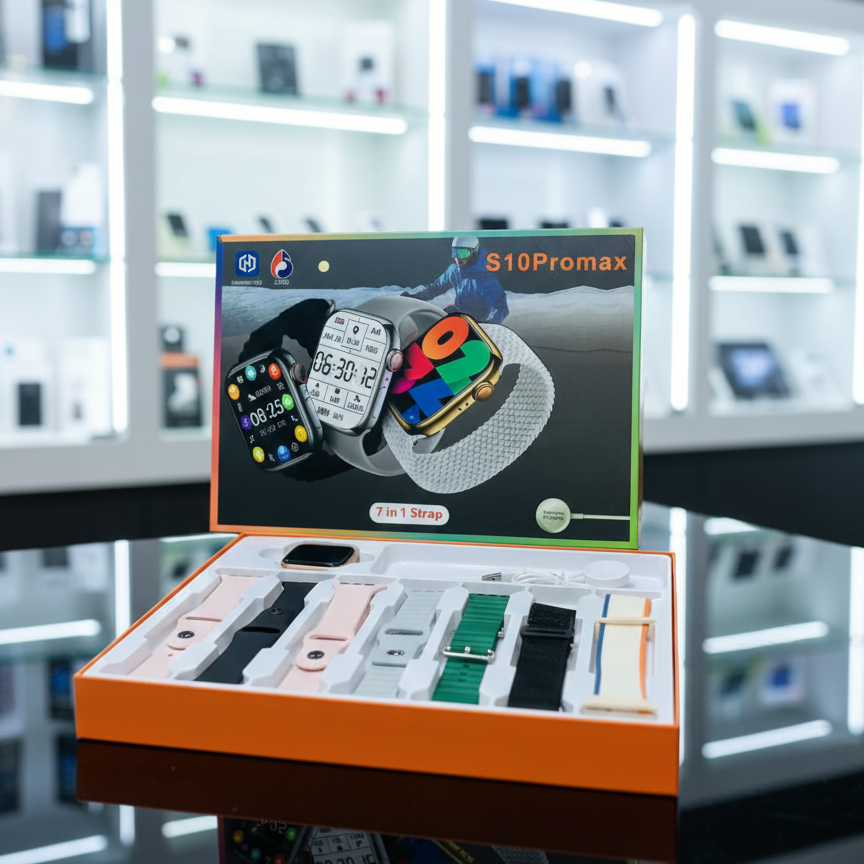 S10 ProMax Smart Watch Series 9 | 7‑in‑1 Straps Set | Bluetooth Calling, Music, Fitness & Wireless Charging - Image 2