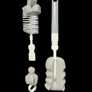 (pack of 3 )Baby Bottle and Teath Brush Set with Changeable Endings – Bottle, Sponge, Straw, and Pacifier (random color