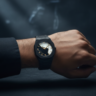 Black Aura Watch Elegant Design Durable Build Comfortable Strap Clear Display Perfect For Daily Wear And Special Occasions