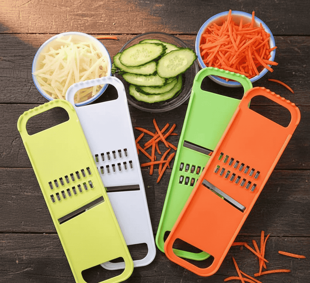 Handheld Stainless Steel Vegetable Mandoline Slicer and Julienne Grater Set for Efficient Kitchen Food Preparation and Creative Garnishing - Image 4