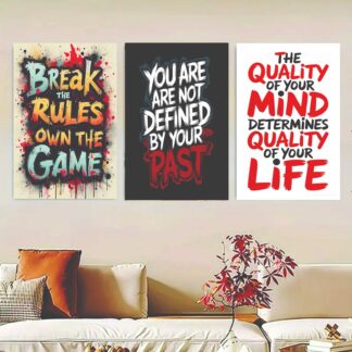 Set Of 3 Motivational Sticky Canvas Frames For Wall Decore / Sticky Phototiles