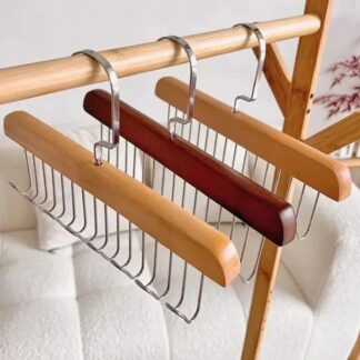 8 Hooks Multi-function Wooden Caps, Belts, Tie Hanger – Strong No Trace Storage Rack(Random Colour)