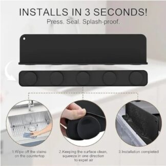 Silicone Sink Splash Guard With Suction – Flexible Water Splash Stopper for Kitchen & Bathroom Faucets, Countertops & Cleaning Protection (Random Color)