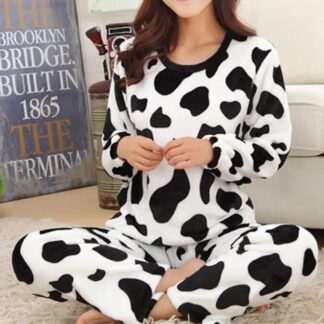 White Cow Printed Tracksuit Stylish Design Smooth Comfort Easy Wear Durable Stitching