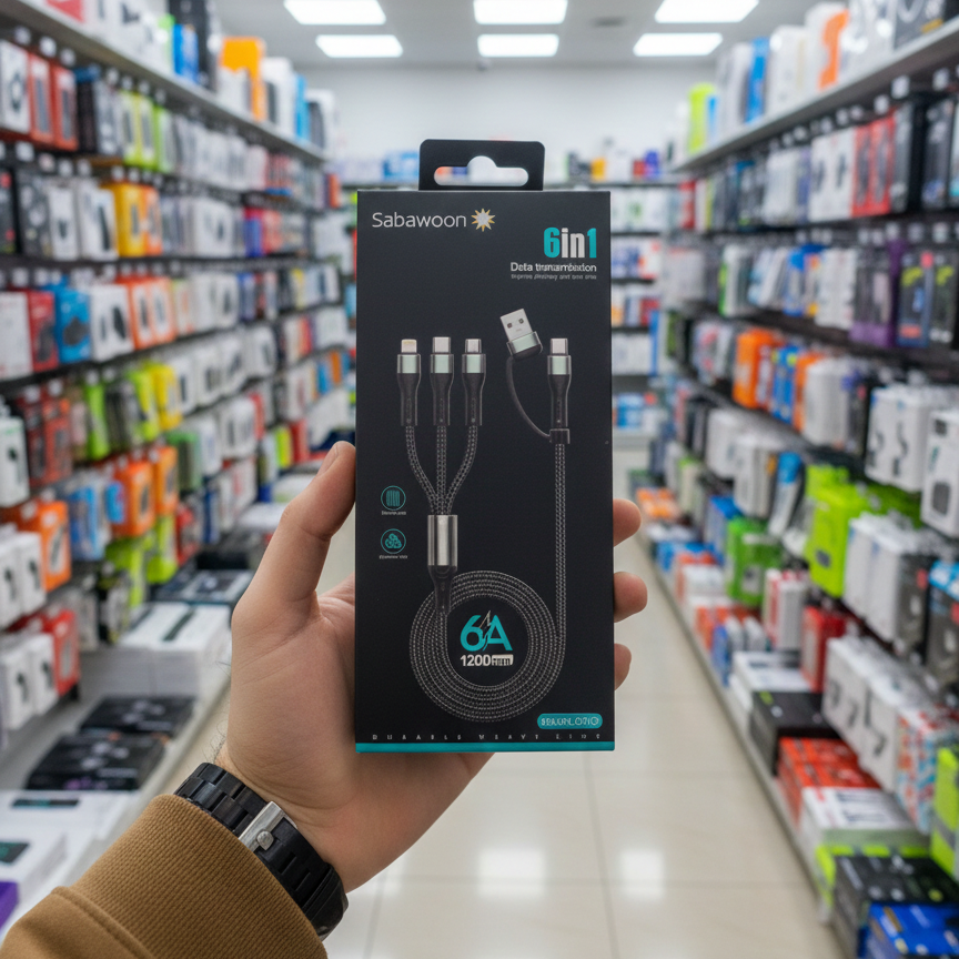 Sabawoon S115 6‑in‑1 Cable | New Model & Design | 100% Original Quality | Multi‑Device Fast Charging - Image 3