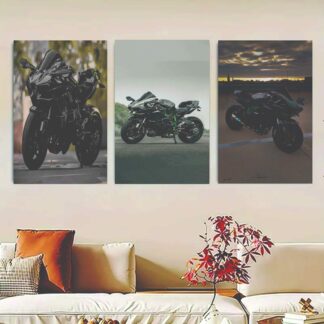 Set Of 3 Ninja H2R bike Sticky Canvas Frames For Wall Decore / Sticky Phototiles