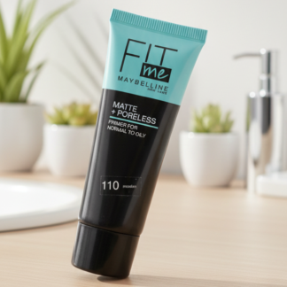 Maybelline Fit Me Matte + Poreless Liquid Foundation – Shade 110 Porcelain | Lightweight, Oil-Control, Pore-Refining, Non-Comedogenic, 40ml