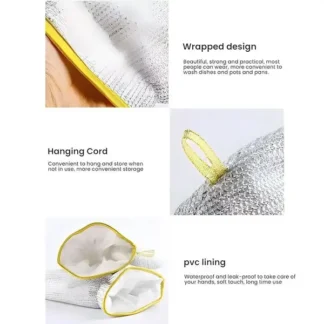Multipurpose Wire Dishwashing Gloves | Dishwashing Rags For Wet And Dry, Steel Wire Miracle Cleaning Cloth With Glove Shape