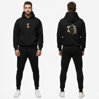 Premium Urban Streetwear Anime Edition: Heavyweight Graphic Hoodie Set with Japanese Calligraphy Detailing