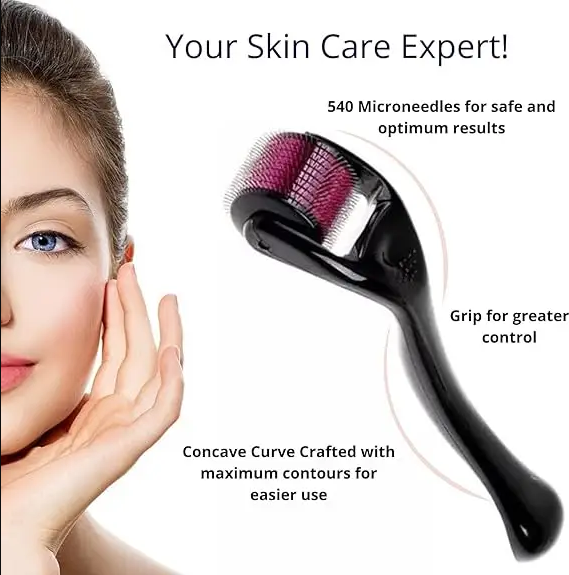 Derma Roller, 0.5mm for Hair and Skin Therap, Micro Needle Derma Roller with 540, Beauty Roller for Anti-aging Skin Repair, Acne Scars Removal and Pores with 540 Titanium Needle for Men and Women - Image 4