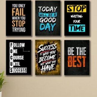 Set Of 6 Motivational Quotes Wooden Tiles For Wall Decoration Sticky Photo Tiles With Double Tape Durable Quality Elegant Design
