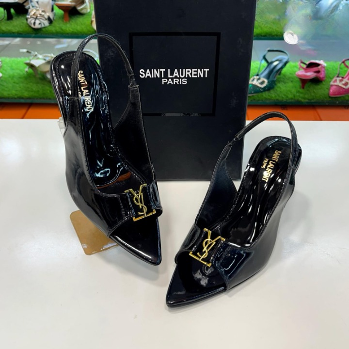 Patent Leather Saint Laurent Opyum Slingback Pumps Heels Providing Elegant Style With Sophisticated Look - Image 2