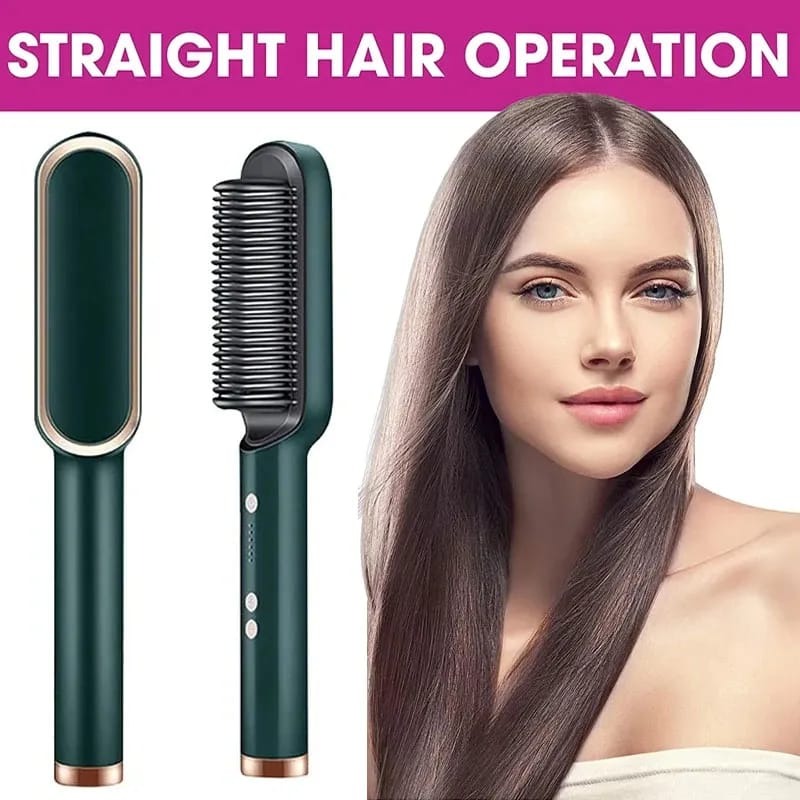 909 Hair Straightening Brush | Electric 2‑in‑1 Straightener & Curler | Heating Styling Comb | Quick 3‑Minute Styling - Image 3