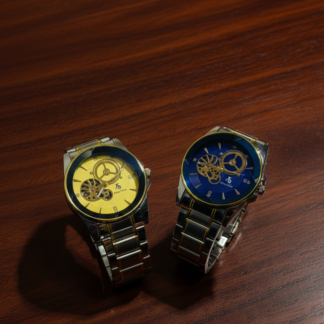 Luxury Men’s Skeleton Automatic Watch - Two-Tone Stainless Steel Bracelet, Open Heart Mechanical Dial,