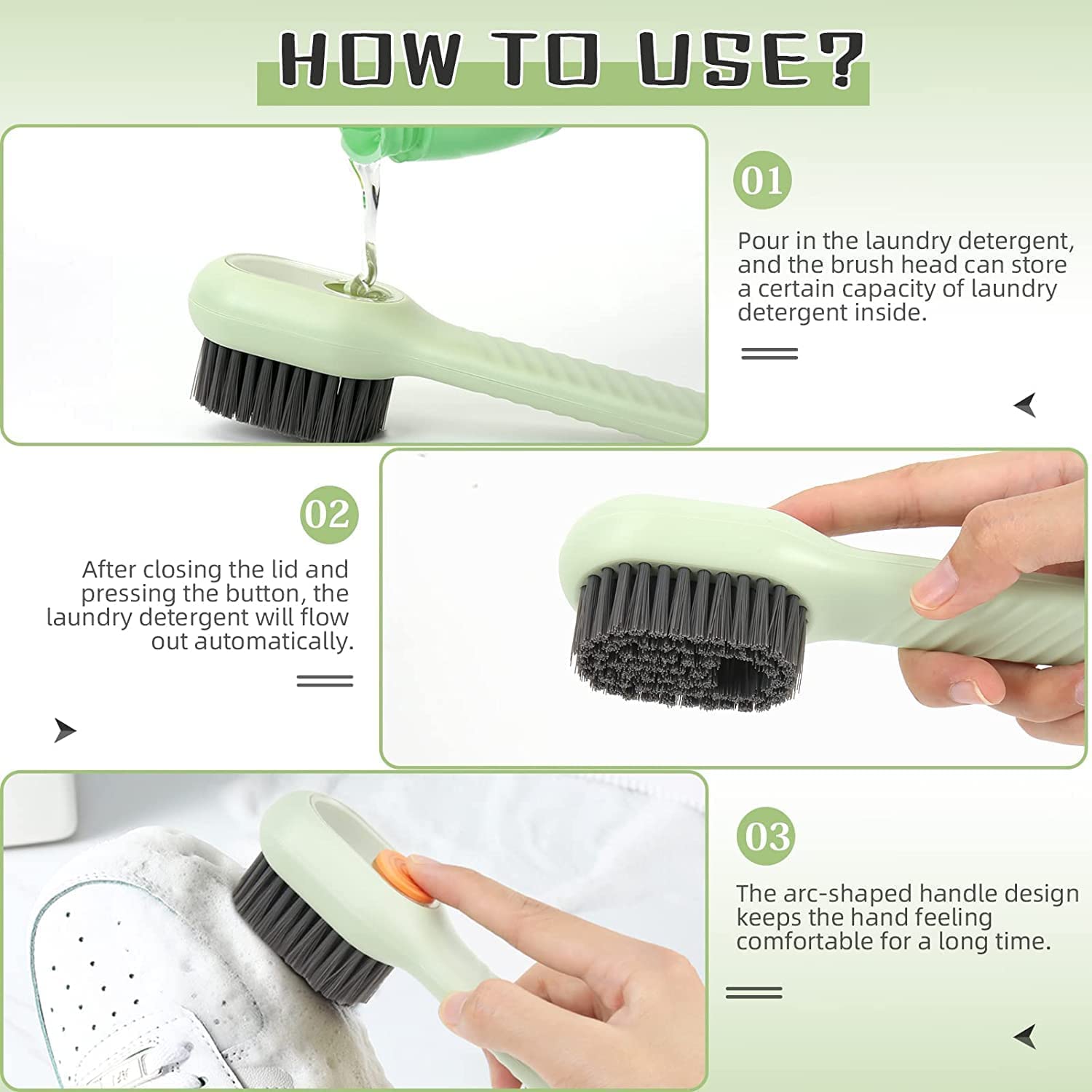 Multifunctional Shoe Brush with Liquid Box, Household Soft Fur Liquid Cleaning Shoe Brush, Long Handle Shoe Brush Press Type Automatic Liquid Shoe Brush - Image 5