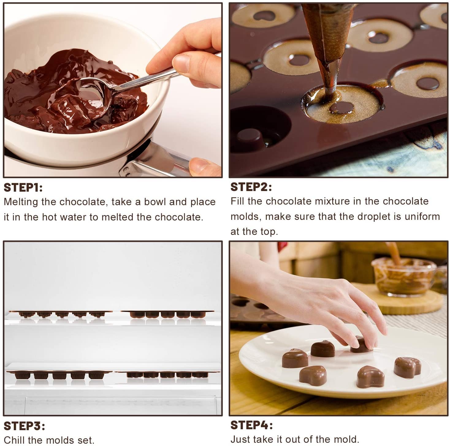 Silicone Chocolate Molds | Non-Stick Candy & Cake Chocolate Making Mold Kit | For Kids & Adults - Image 4