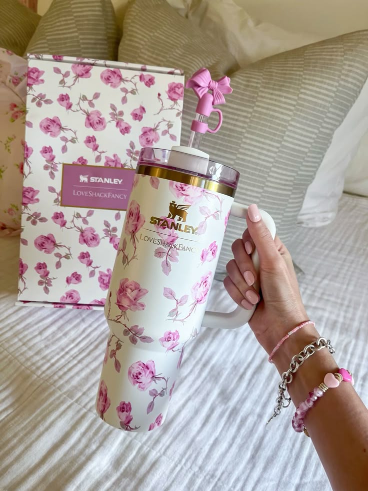 Stanley x LoveShackFancy Limited Edition 40oz Quencher H2.0 FlowState Tumbler – Floral Collaboration Collection ( RANDOM COLOUR ) - Image 3