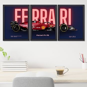 3 Pc Ferrari Wall Décor Photo Tiles | Elegant Design | Self‑Adhesive Double Tape | Size 8x11 | Premium Finish