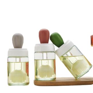 Oil Dispenser Bottle With Silicone Brush 2 In 1 Cooking Oil Tank And Basting Brush Heat Resistant Glass Oil Brush Bottle (Random Color)