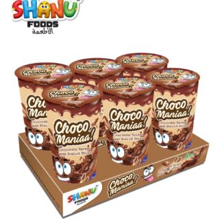 Shanu Foods Choco Maniaa | Chocolate Spread with Biscuit Sticks | 6 Cups | 7 Sticks in 1 Cup