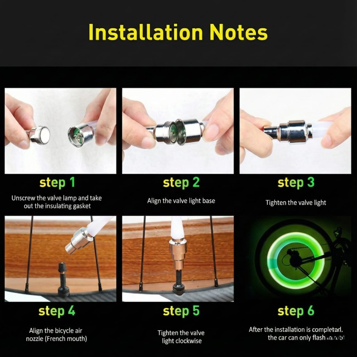 Pack Of Two Pieces Led Wheel Reflectors Wheel Valve Light For Bike Tyres Car Tyre Bicycle Tyre Multicolor Providing Bright Illumination - Image 4