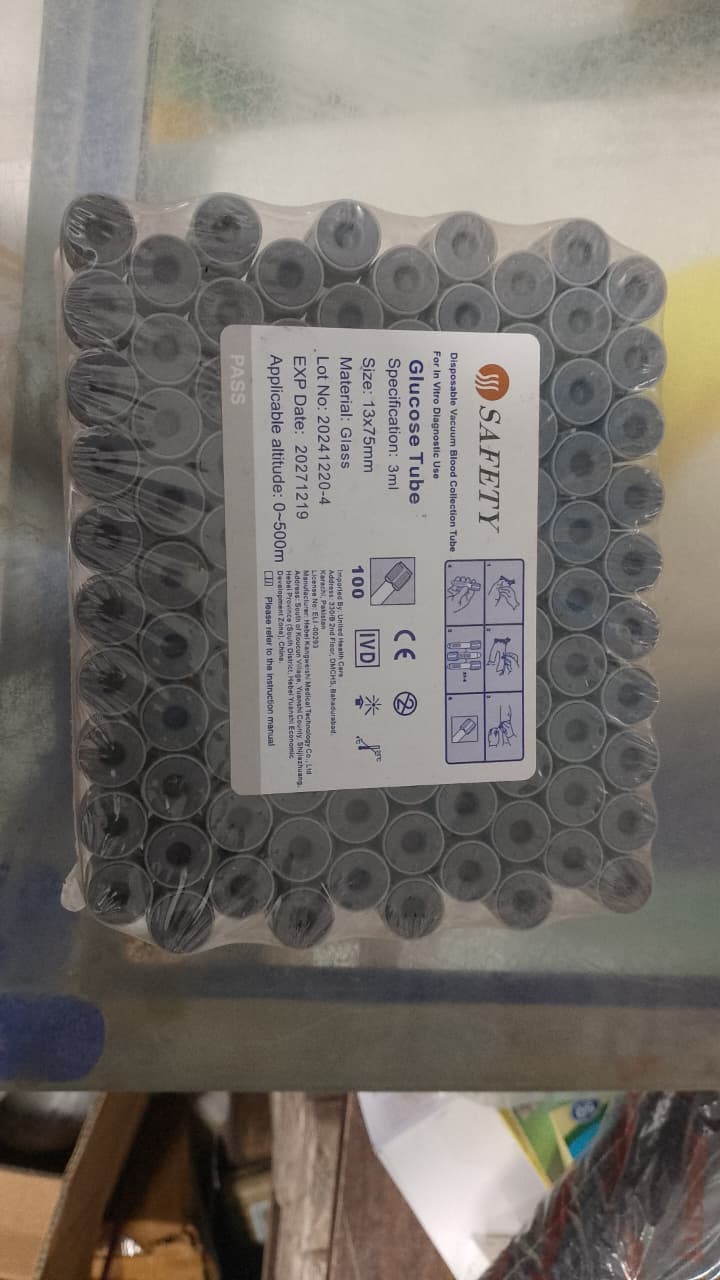 Safety Grey Blood Collection Tube – Glucose Test Tube 3ML, Secure Sample Collection for Laboratory Use - Image 2