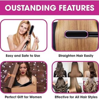 HQT-909B Electric Hair Straightening & Curling Comb/Brush - Dual-Purpose Professional Hair Styler, Non-Damaging Splint, | 2 in 1 Hair Straightener | ( Random Color )