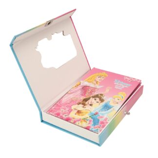 Princess, Frozen & Sofia Cover Fancy Lock Spiral Binding Diary – Medium Size with Box – 40 Pages (22 x 16 cm)