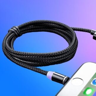 3-in-1 Magnetic Fast Charging Cable | Micro USB, Type-C & iPhone | 360° Rotation | LED | 3A | Nylon Braided | Magnetic Charging Cables For Android & IOS | Charging Cable For Mobile Phone ( Random Color )