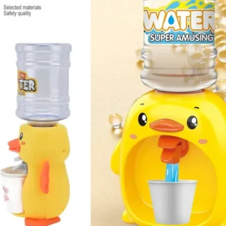 Mini Duck Water Dispenser Toy Drinking Fountain – Cute Yellow Duck Design with Realistic Water Flow, Eco-Friendly ABS Material, Battery Operated Kids Pretend Play Toy Gift with Cups for Boys and Girls, Age 3+