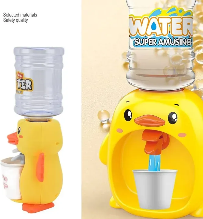 Mini Duck Water Dispenser Toy Drinking Fountain – Cute Yellow Duck Design with Realistic Water Flow, Eco-Friendly ABS Material, Battery Operated Kids Pretend Play Toy Gift with Cups for Boys and Girls, Age 3+