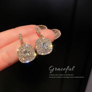 PJT-990 beautifull Sparkling Korean Zircon Earrings – Chic & Timeless Design Available In Golden And Silver Color