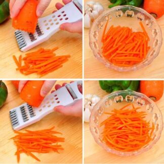5-in-1 Multi Vegetable Cutter & Peeler – Multipurpose Julienne Slicer, Grater, Metal Scraper, and Fruit & Vegetable Kitchen Tool