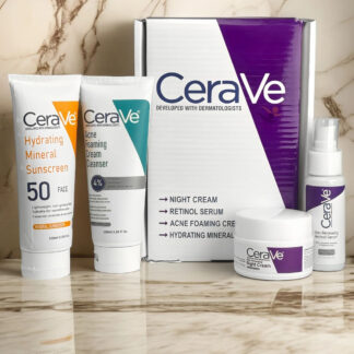 Complete Skin Care Kit – Night Cream, Retinol Serum, Acne Foaming Cleanser & Hydrating Mineral Sunscreen