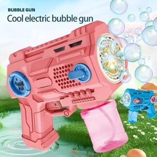Children’s Handheld Porous Electric Bubble Gun with Lights & Music – Automatic Mess-Free Bubble Blower with Bottle Fix System for Indoor/Outdoor Play, Pool Parties, Birthdays & Special Events (Random Color)