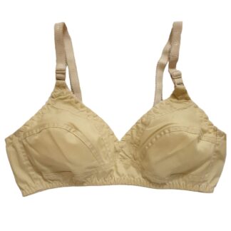 Cotton Plain Non-Padded Bra – Lightweight, Comfortable Everyday Wear (Sizes 32–42, Beige)