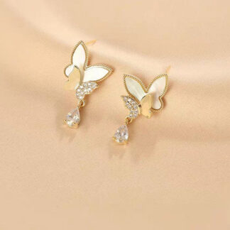 Double Butterfly Hanging Pearl Earings / Earrings Women's Earrings for Gift  / for girls