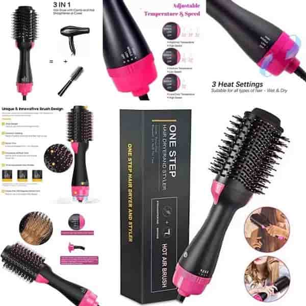 One Step 3 in 1 Hair Dryer and Volumizer / Hot Air Brush - Comb For Drying, Straightening, and Curling