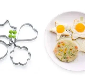 Pack Of 4 New Mould Style Fried Egg Pancake Shaper | Egg Shaper Kitchen Tools Star, Heart, Round, Flower Shaped Stainless Steel
