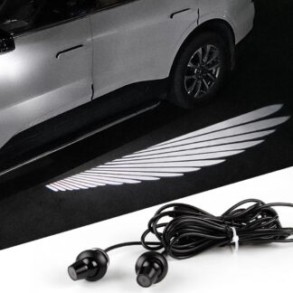 2 Pc Universal Car Rearview Mirror Side LED Angel Wing Light Dynamic Projection Lamp