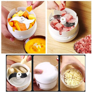 MINI FOOD CHOPPER  Powerful Meat Grinder Hand-power Food Chopper Mincer Mixer Blender Chop Meat Fruit Vegetable Nuts Shredder