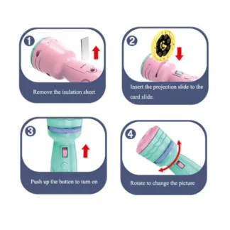 Baby Projector Torch 3 Cards Cartoon Projection Flashlight  Children Early Education Toy (random color )