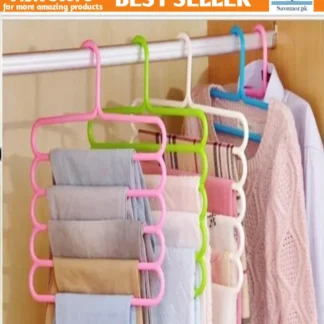 5 Layer Magic Hangers Hanger: Anti-Slip Multi-Purpose and Multi-Functional Magic Multiple Layer Trousers Hangers Hanger - Multifunction Pants Closet Belt Holder Rack S-Type 5 Layers Saving Space Hangers Hanger