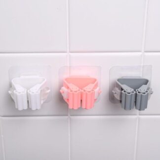 1 Pc Mop And Broom Self Adhesive Holder Wall Mount Magic Hanger Organizer Cleaning Tools Storage Mop Rack (random Color)